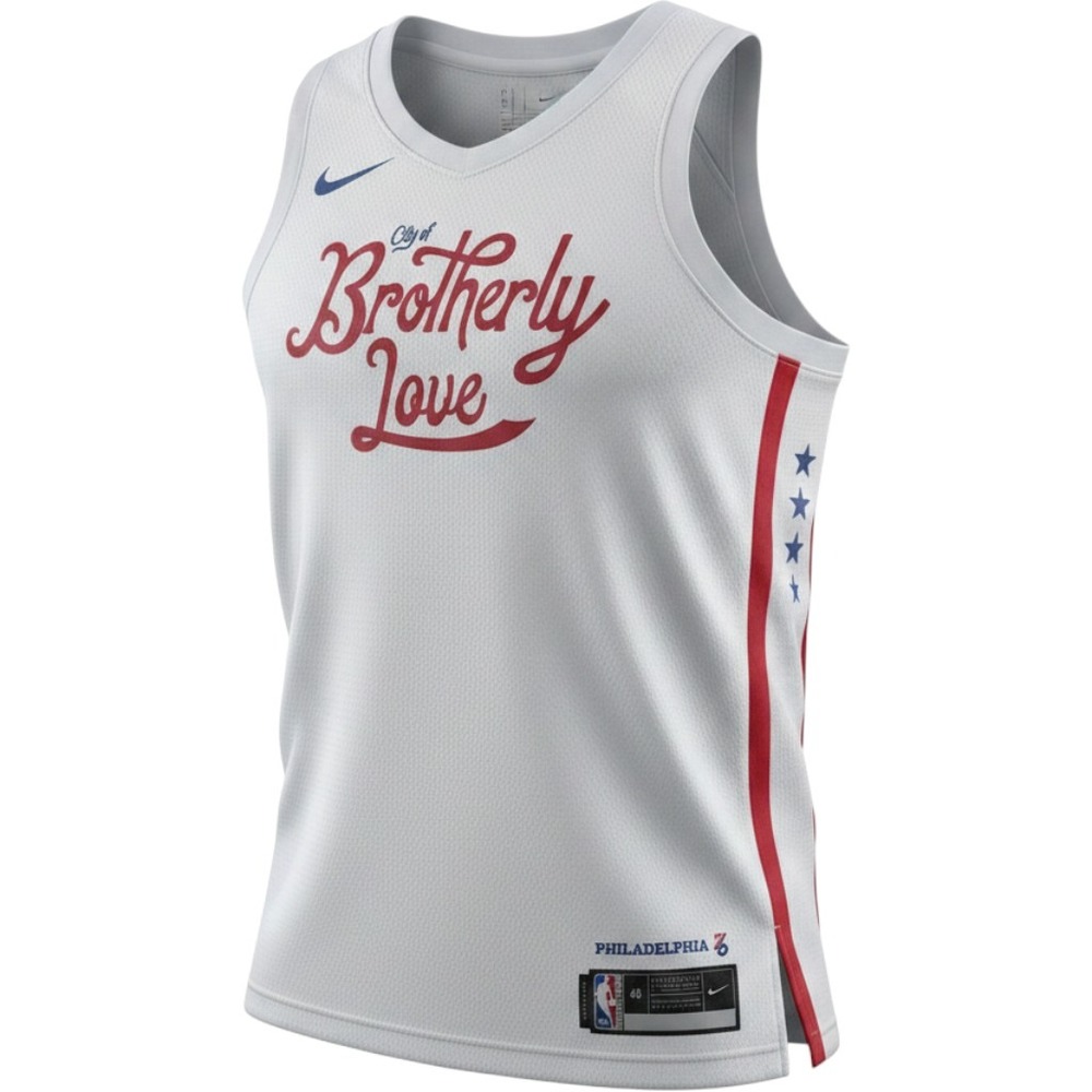 Nike Jersey Men's L White/Red NBA Philadelphia 76ers 48 City of Brotherly Love
